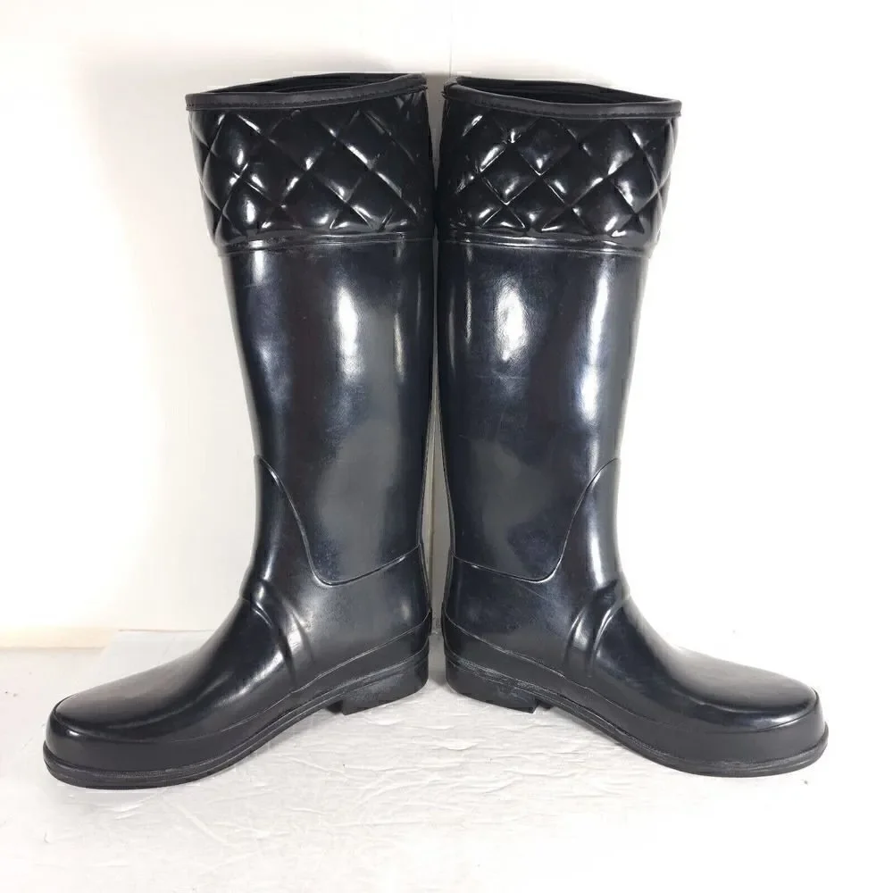 Hunter Women's Rigley US 7 EU 38 Quilted Glossy Tall Rubber Rain Boots